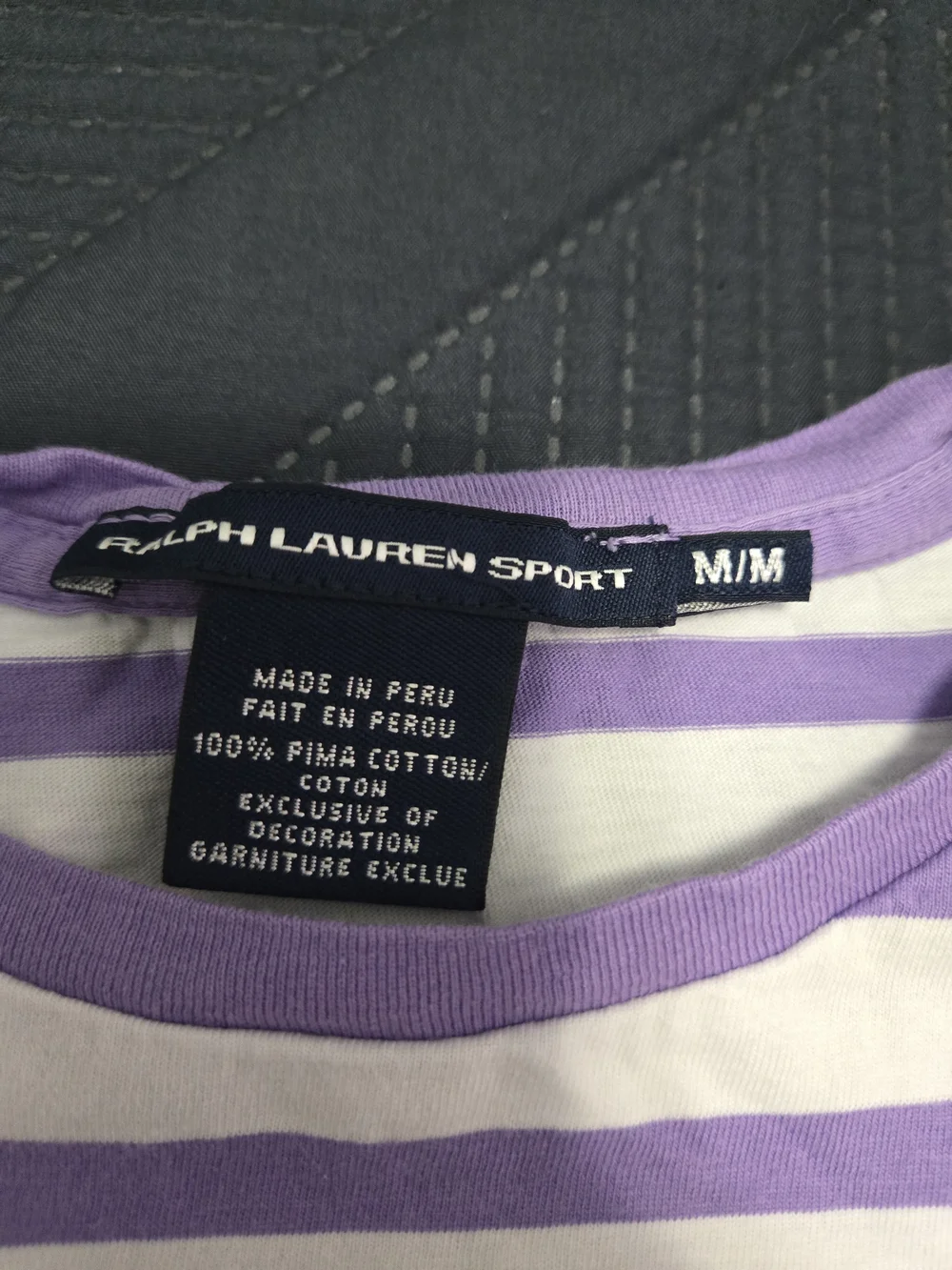 Ralph Lauren Purple Stripe Crewneck Polo Tee - White & Purple Girls Med